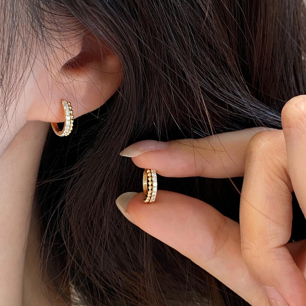 Pendientes Geométricos Brillantes de Zirconia con Chapado de Plata de Ley 925 y Oro de 18K Incrustado para Mujer Joyería Ligera de Lujo para Fiesta y Boda