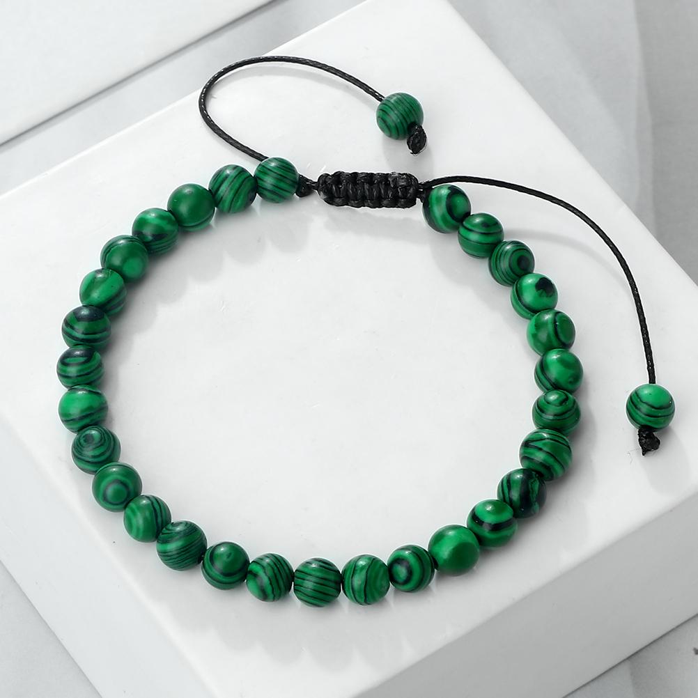 4 6 8mm Malachite Beaded Bracelet Natural Stone Green Blue Braided Bangles Handmade Healing Bracelets Jewelry Gifts for Friends