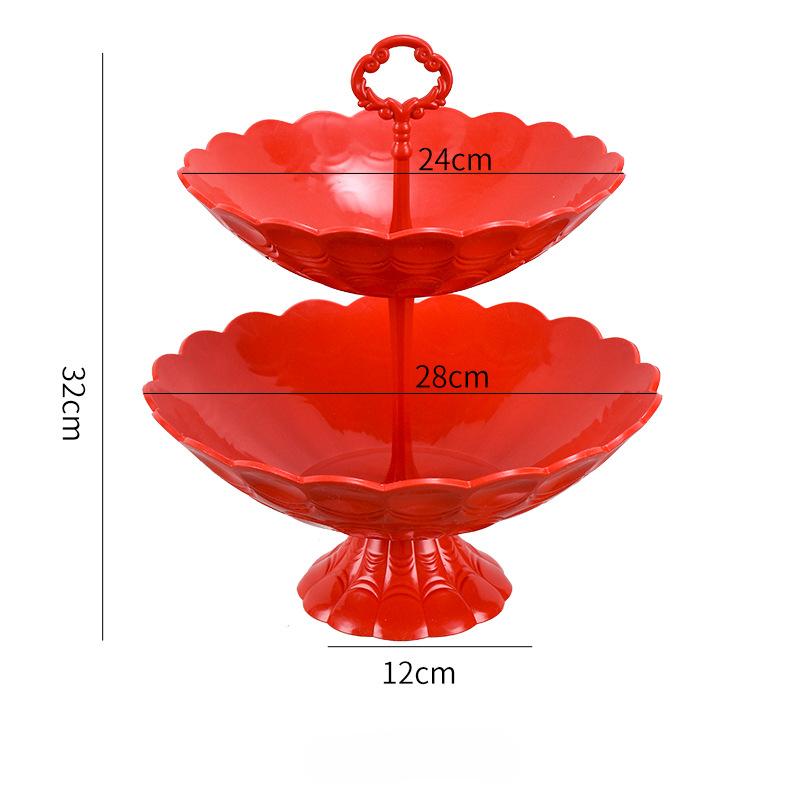 

Новогодняя конфетница для гостиной, многоярусная тарелка для сухофруктов и закусок, красная фруктовая тарелка, бытовой поднос для закусок и конфет Large + medium size красный