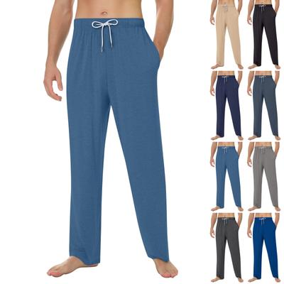 Calças de pijama macias para casa masculinas com cordão e bolsos Calças esportivas casuais