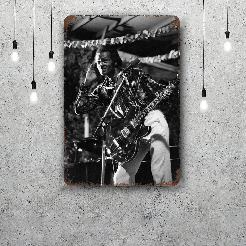 Chuck Berry Band Decor Poster Vintage Tin Sign Metal Sign Decorative Plaque for Pub Bar Man Cave Club Wall Decoration