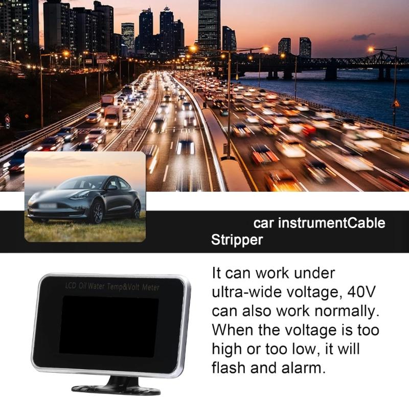 Universal LCD Meter for Motorcycles Displaying Water Temp Voltage and Oil Pressure Featuring Easy Installation and Backlight