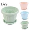 Imitation Ceramics Flowerpot Flower Pots Lightweight Thickened Large Capacity Deep Anti-deformation Decorative Planter Macaron Color Pot Greenery