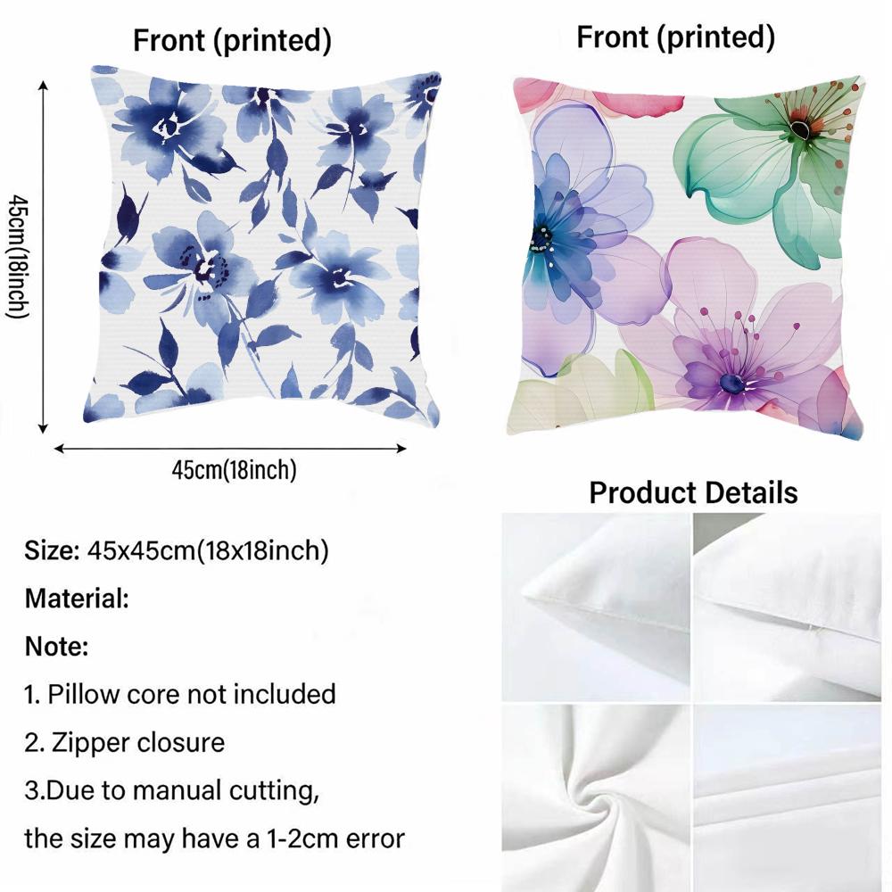F-Floral Print Cushion Cover Fabric Soft Furnishing,Pillowcase, Cushion Cover, Sofa Pillow, Home Decoration