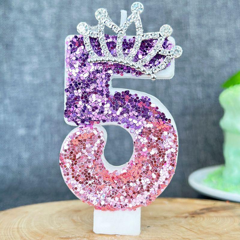 Color Changing Princess Crown Digital Birthday Candle,Celebrating Birthday Cake Plugin Candle Decoration Cake Decorating Supplie