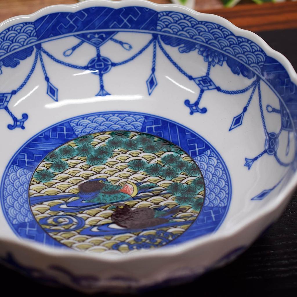 Waza No Kura: Stylish Kutani Ware Bowl, Yoshidaya Oshidori, Ceramic, High-quality Japanese Tableware, Serving Bowl, Made In Japan