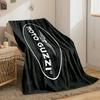 Moto Guzzi Oval White Logo on Solid Black Blanket Throw, Monochrome Italian Brand Style Design, Cozy Fan Bedding and All Seasons Gift