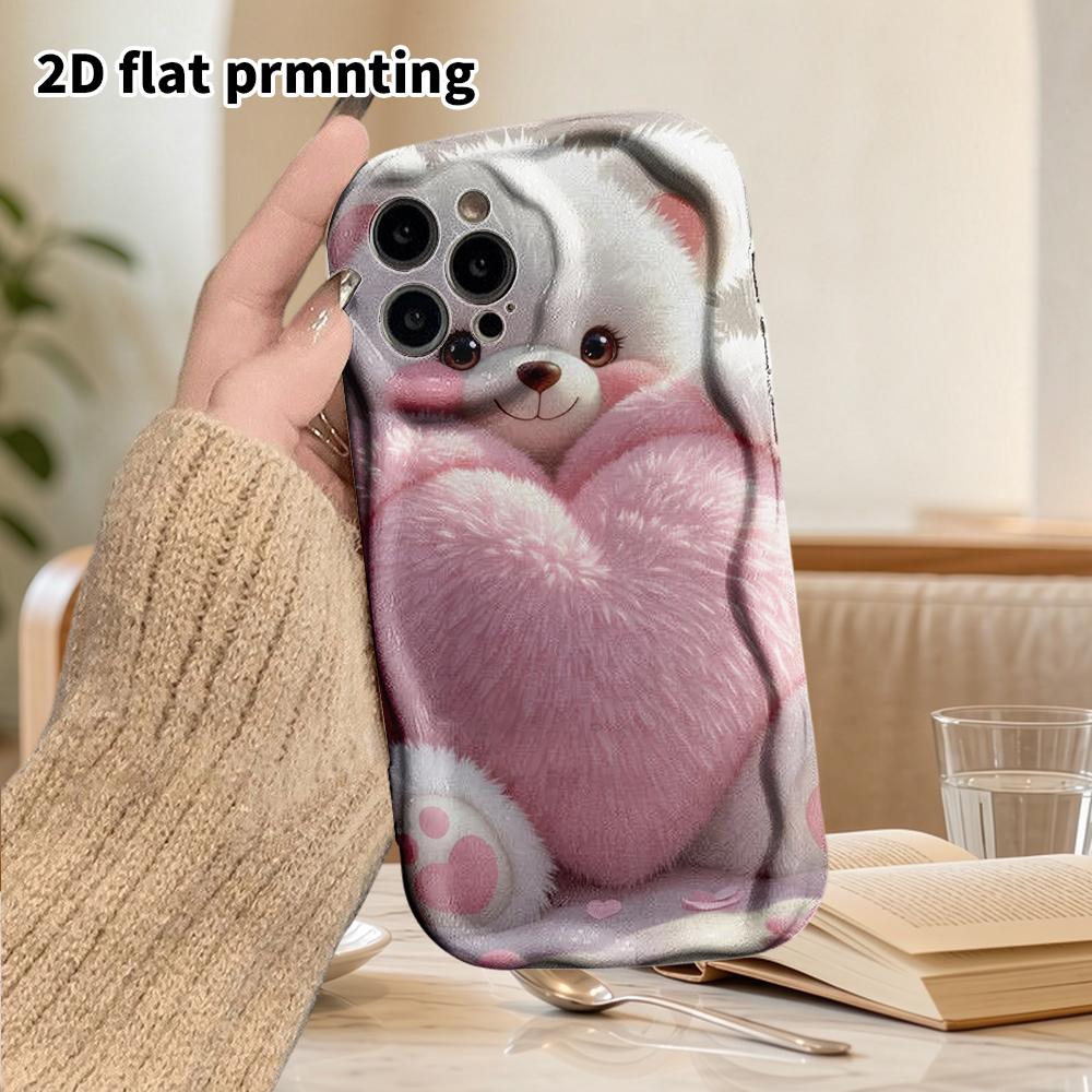 Phone Case: 2D Flat Design Cases Suitable for iPhone 18 17 16 15 14 13 Pro, Couple Style, White Little Bear, Christmas and Halloween Gifts