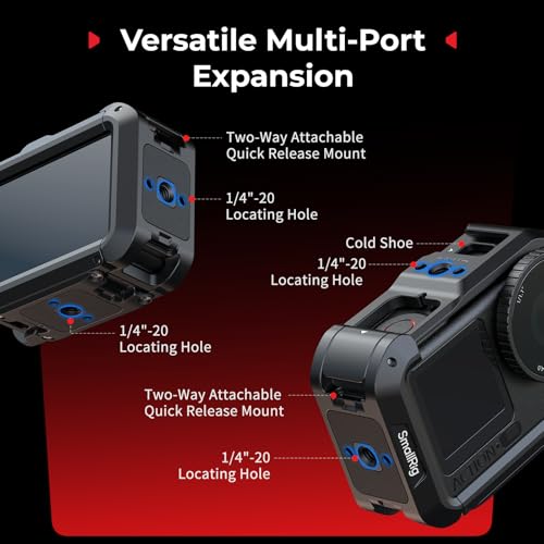 SmallRig DJI Osmo Action 6 Cage (Advanced Edition), Aluminum Alloy Camera Cage with Cold Shoe, Wrist Strap, Lens Cover, Protective Frame with 1/4"-20