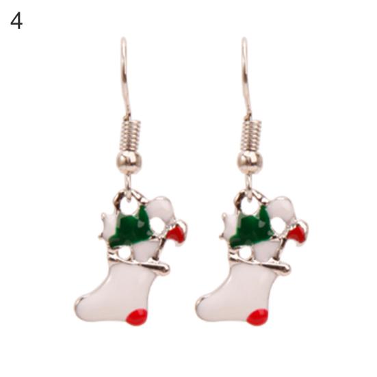 1 Pair Christmas Earrings Santa Claus Wreath Accessory Deer Socks Dangle Earrings for Christmas