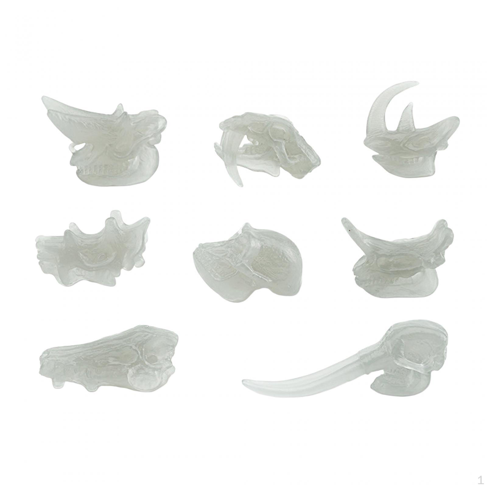 Children Archeology Dino Toy Set, Skull Science Luminous Mini Dinosaur Bones Set for 8Pcs