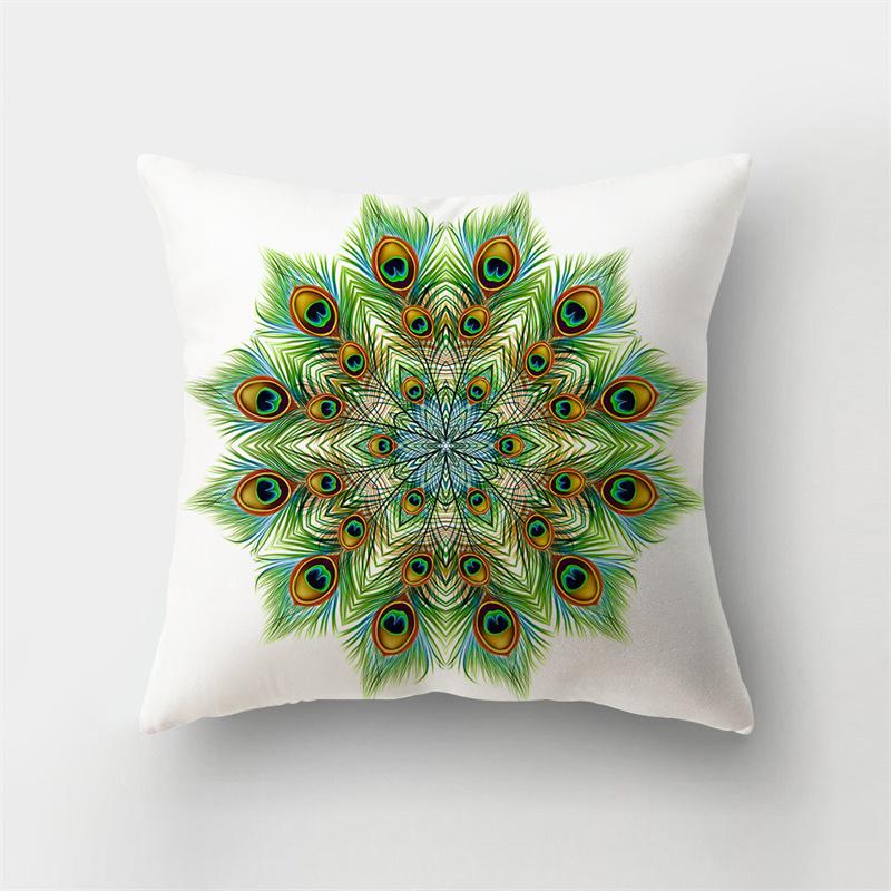 Peacock Feather Printed Pattern Cushion Cover for Home Living Room Sofa Car Bedroom Decoration Pillow Cover
