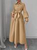 European & American Women's Lace-Up Puff Sleeve Dress