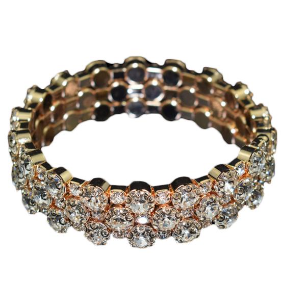 

Роскошный женский браслет с инкрустацией из кубического циркония в несколько рядов, вечерние ювелирные изделия, подарок 3 Rows золотистый