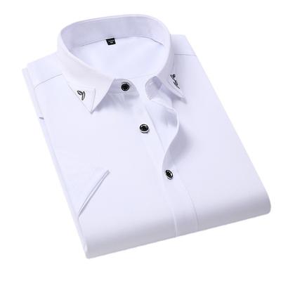 Camisa de manga corta para hombre, camisa blanca informal de Color sólido sin planchar, de negocios, para hombre 