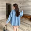 2026 Autumn Women's Korean Style Loose Beaded Denim Jacket Shirt