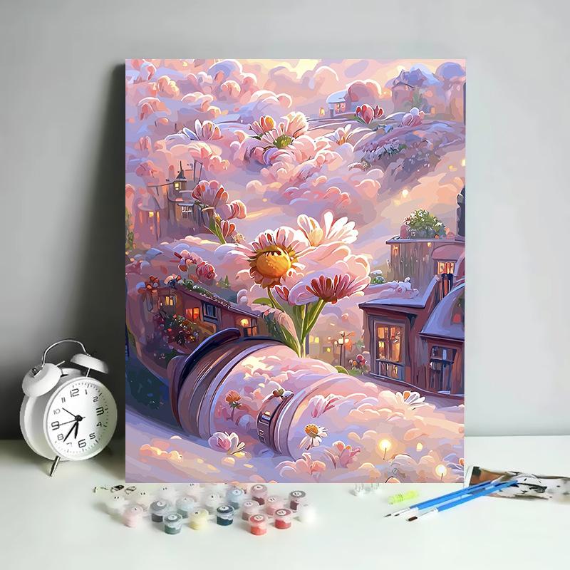 DIY Digital Oil Painting Kit Hand Paint By Numbers Acrylic Landscape Wall Art Birthday Gift