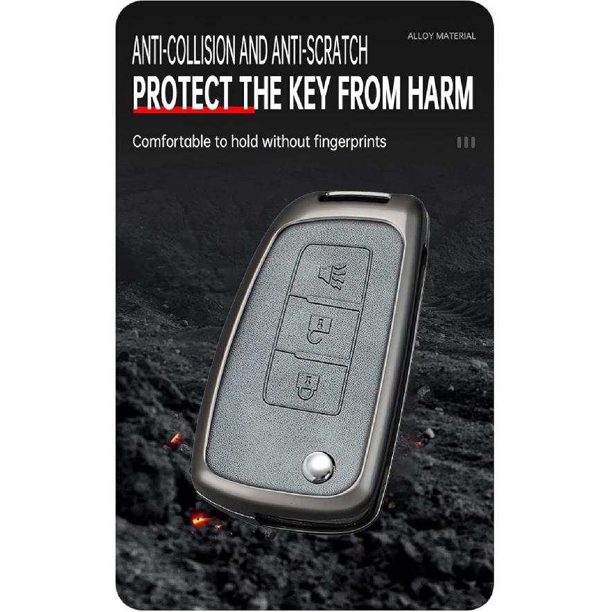 HIBEYO Folding 3 Button Key Fob Cover Compatible with Nissan Rogue Rogue Select Rogue Sport Sylphy Pulsar Sentra Key Cover Accessories with
