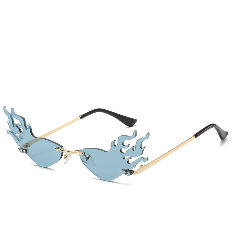 2020 Trend Flame Sunglasses, Men'S And Women'S Metal Frameless Street Sunglasses, Wide-Brimmed Glasses