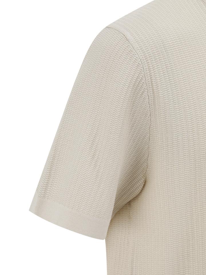 ZIOZIA Men'S) Washable Miracle Vertical Texture Short Sleeve Sweater_Beige