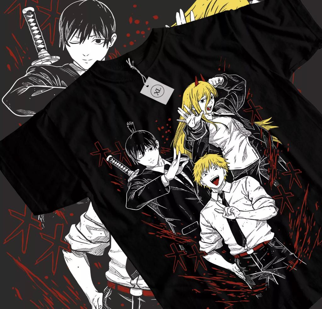 Kettensägenmann T-Shirt Denji und Makima T-Shirt Anime Manga T-Shirt Pochita Shirt