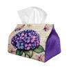 2D Flat 1pc Tissue Holder - Vintage Botanical Design, Hydrangea Flower Purple - Perfect for Decorative Storage During Holidays. Suitable for Home Deco