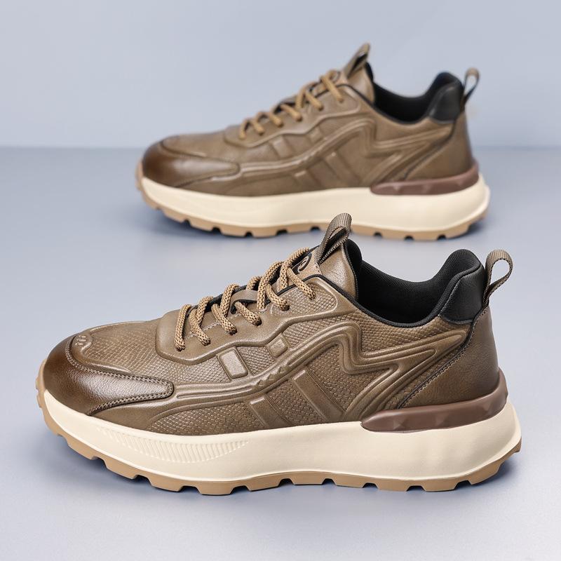 Men's Shoes Trendy Brand Leather Dad Shoes Men's Platform Sports Retro Men's Single Shoes