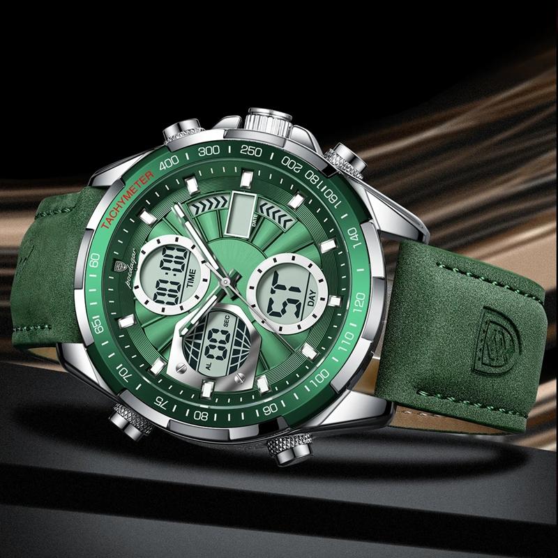 Luxury Men Watch Luminous Week Date Dual Time Display Digital Man Clock Alarm Electronic Men's Quartz Watches