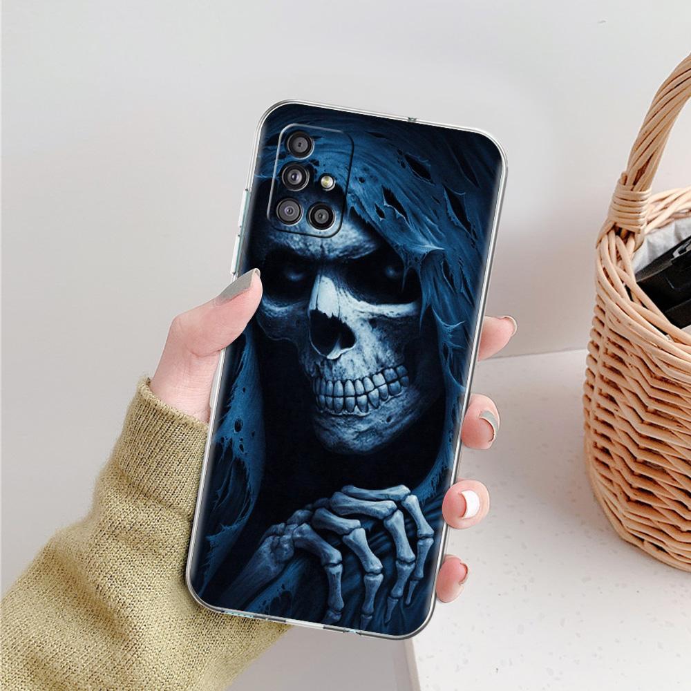 Phone Case For Samsung A15 A13 A35 A55 A51 A71 A41 A31 A21S A03S A05 A17 A23 A25 A33 A53 A73 5G A07 4G Cover Grim Reaper Skull
