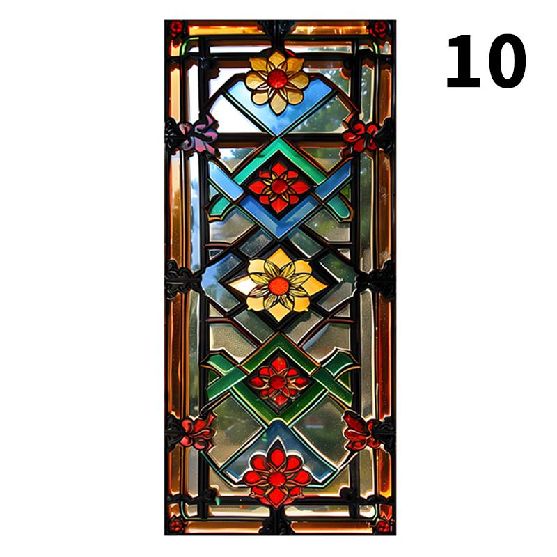 

Colorful Privacy Window Film Stained Glass Sticker Back Adhesiv Transparent Opaque Retro Window Stickers Shading Film (as the picture,40x100CM)