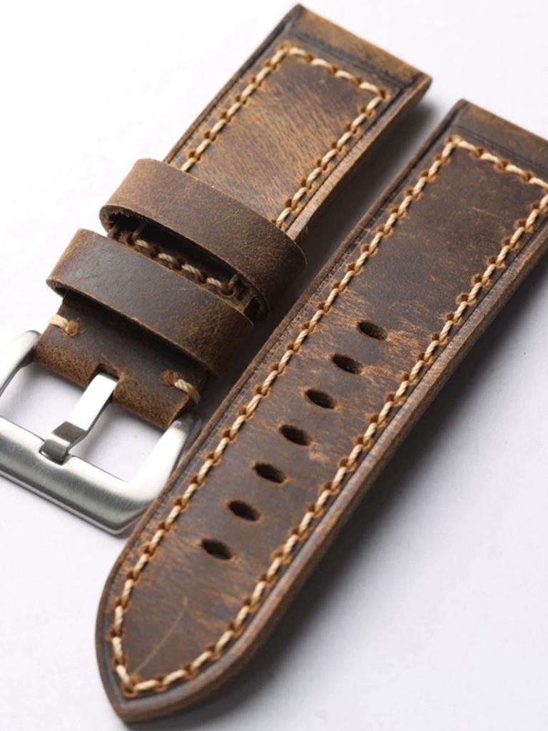 Handmade First Layer Cowhide 20 21 22 23 24 26mm Thickened Real Leather Retro Soft Oily Watch Bracelet Men