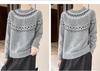 Women's Pure Wool Fair Isle Sweater - Round Neck, Long Sleeve, Loose Fit Knitwear