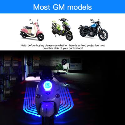 2 lámparas LED para motocicleta, luz de cortesía para puerta de bienvenida con proyector de alas de ángel, luz LED para alfombra, luz inferior para coche y motocicleta.