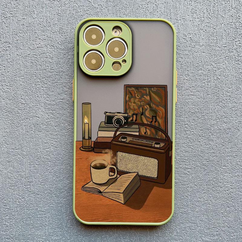 Cartoon Home Furnishing Table Cat Phone Case For iPhone 15 14 13 12 11 Pro Max Mini SE2 15 14 8 7 Plus X XR XS Shockproof Covers