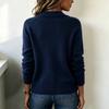 Cardigan da donna a colori retrò con colletto alto, vestibilità larga, giacca casual