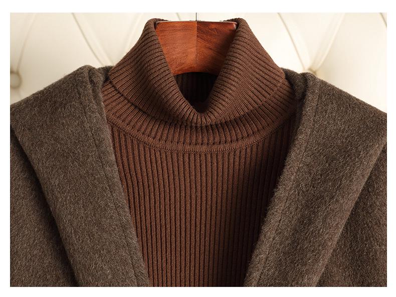 2024 Autumn/Winter High-End Double-Sided Wool Hooded Cape - Small Size