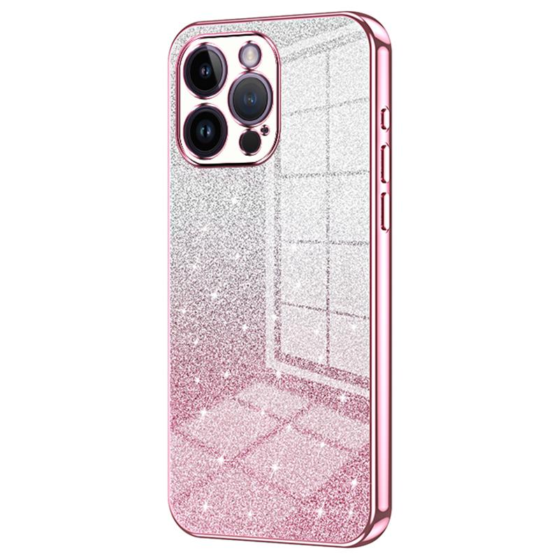 

For iPhone 14 Pro Max Precise Cutout Cell Phone Case Fall Proof Glitter TPU Cover Pink