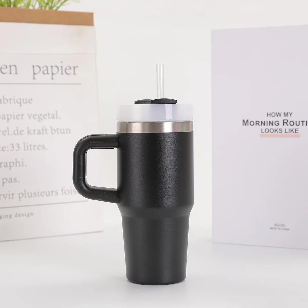 

14oz stainless steel insulated car mug with handle, double wall vacuum coffee cup for travel and office use 14oz