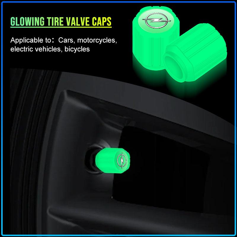 Luminous Car Tire Valve Caps Fluorescent Motorcycle Wheel Tyre For Opel Astra H G J Insignia Mokka Zafira Corsa Vectra B C D