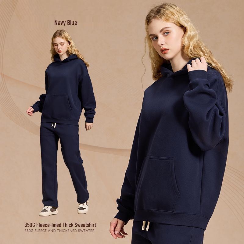 2025 A/W Men's Oversized Hoodie & Sweatpants Set: Trendy Loose Plus Velvet, Thickened and Comfortable