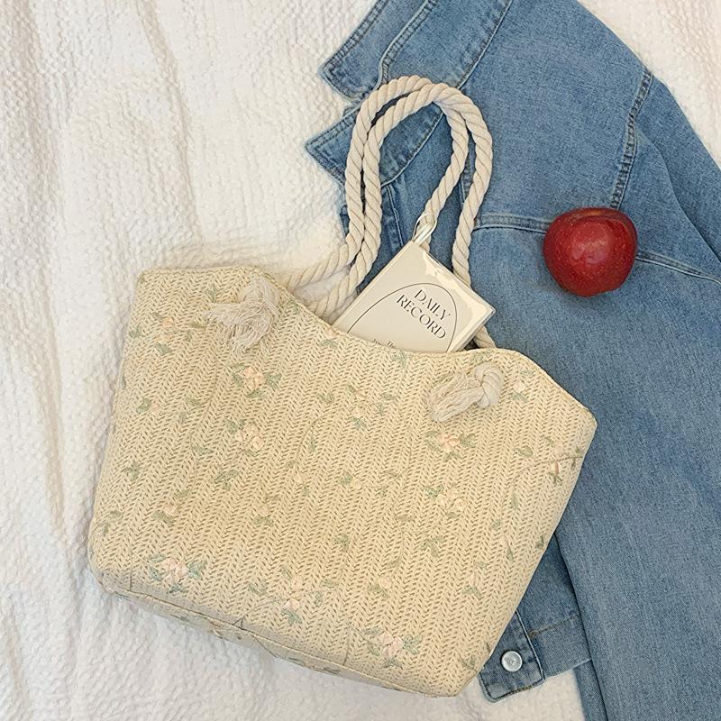 Large Capacity Fashion Korean Version Woven Handbag 2025 Spring New Versatile Ins Shoulder Armpit Bag Tote Bag