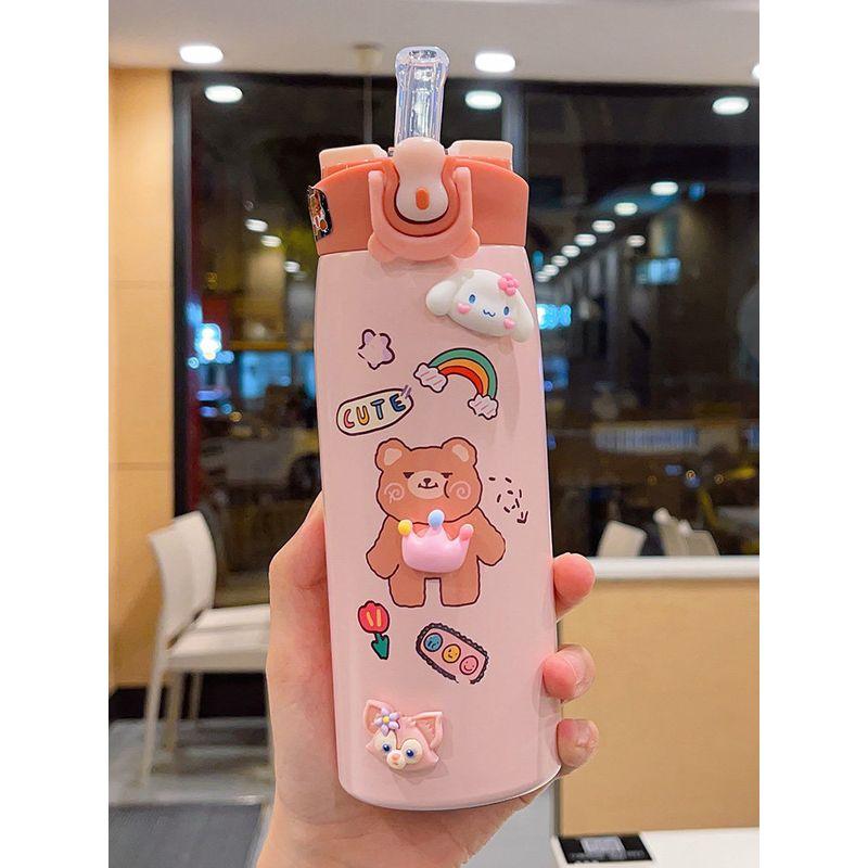 Large Capacity Thermos Cup Primary School Girls Water Cup with Straw Good-looking Maternity Cute Portable Children Cup