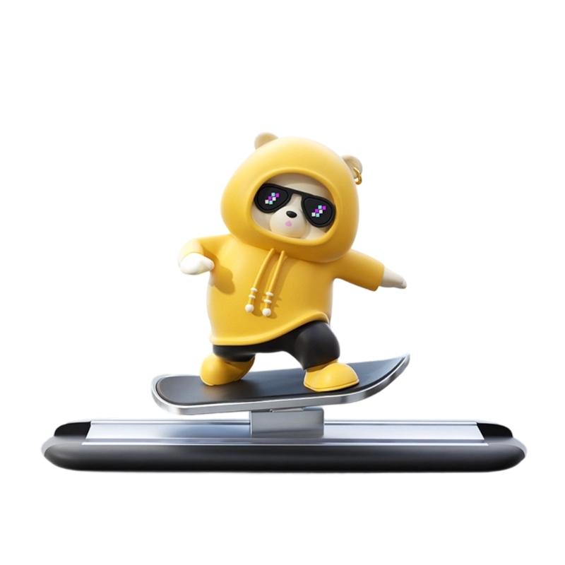 

Автомобильный автоматический раздвижной милый мультяшный орнамент фигурки медведя на скейтборде украшения для интерьера автомобиля приборная панель центральная консоль