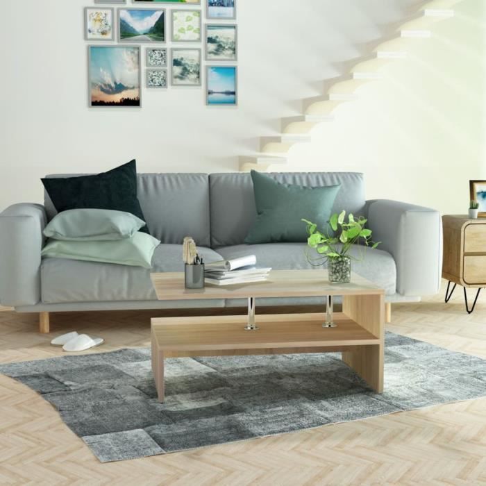 VidaXL Table basse Bois d'ingénierie 90x59x42 cm Chêne 244855