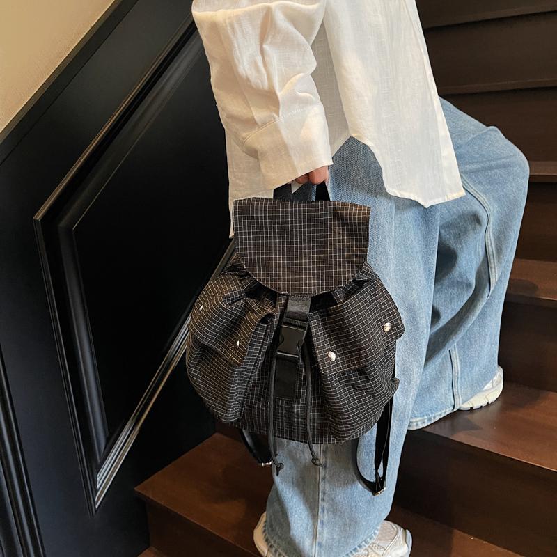Studentenschulranzen Rucksack mit mehreren Fächern Damen Karorucksack
