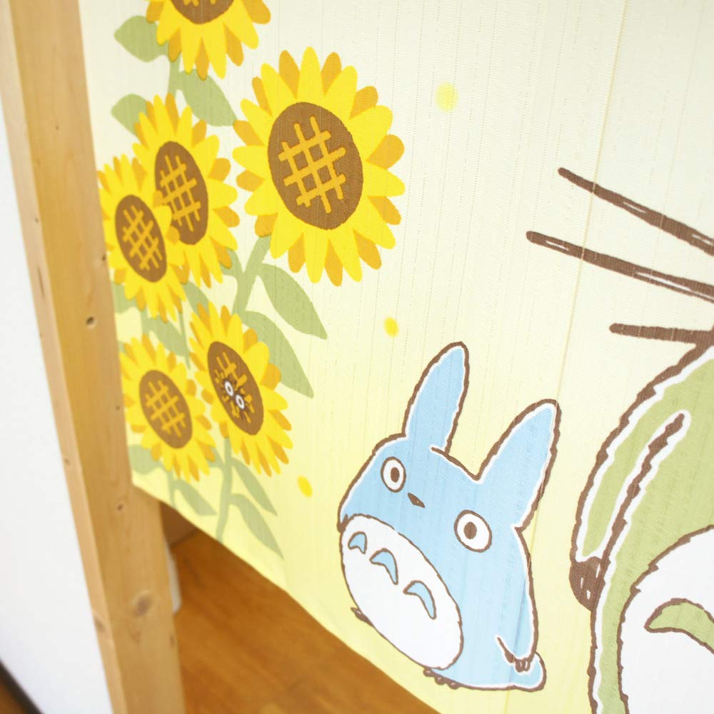 Noren Warsztat Mój Sąsiad Totoro Cztery Pory Roku i Rośliny Totoro Noren Gobelin Szerokość 85 x Długość 90cm Przegroda Pokojowa Stylowy Krótki Rozmiar Słonecznik i