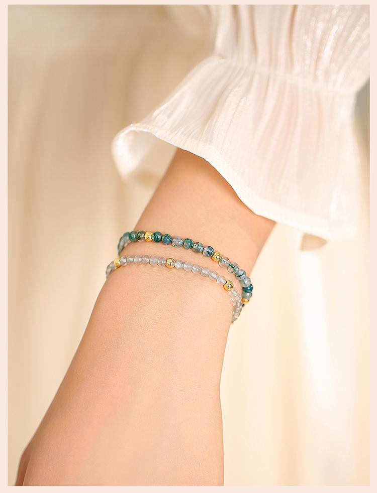 [Five Elements Mending Wood] Water Grass Agate Hand String 2025 New Small Fresh Versatile Show White temperament Braided Rope Bracelet