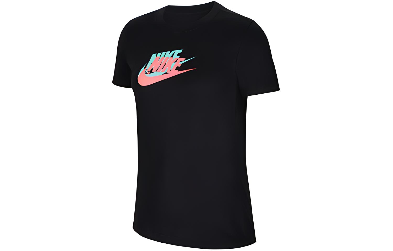 

Nike T Shirts Women s Black Crew Neck Moderate Straight Fit CU1093-010 S