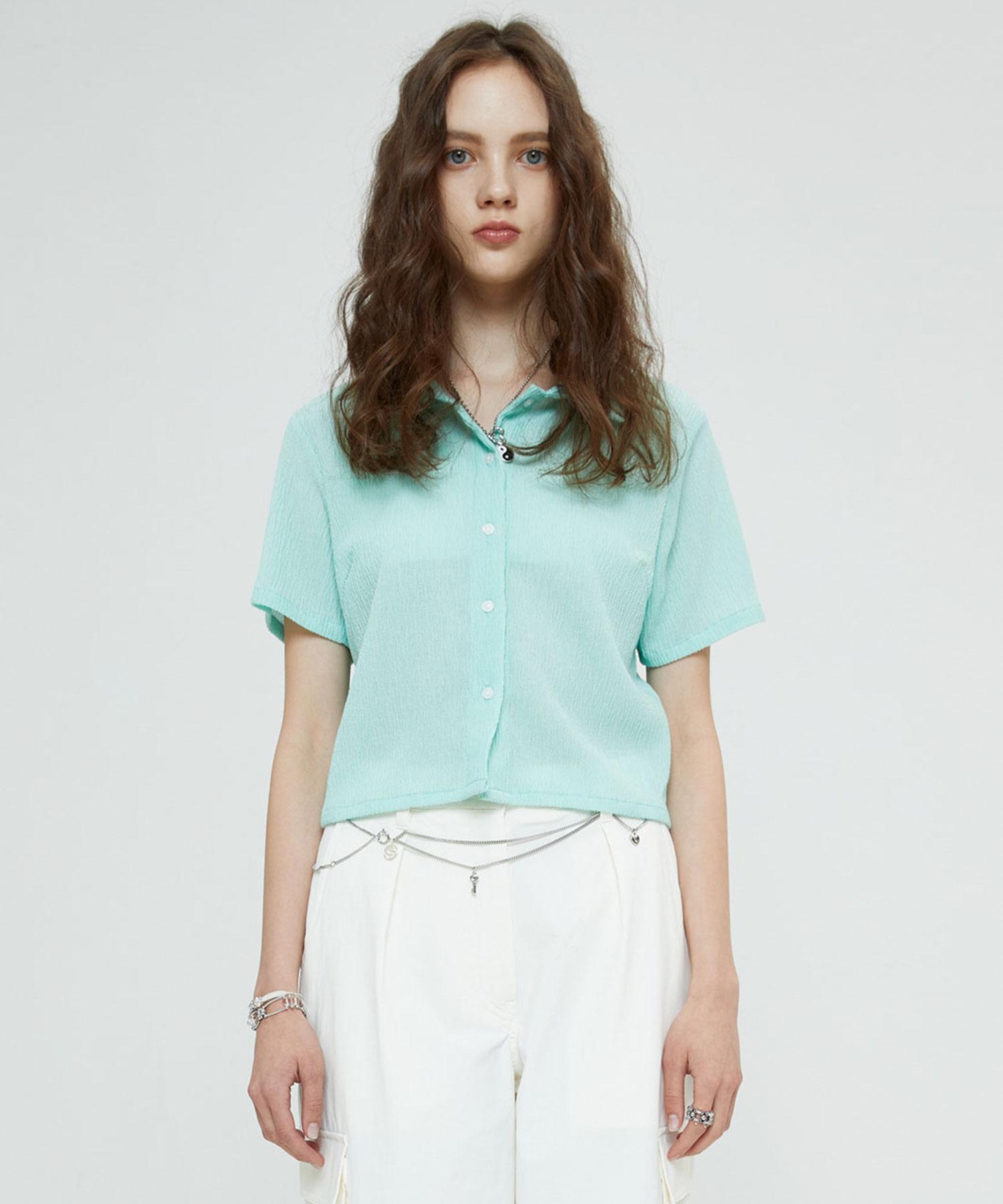 Sperone Woman Relaxed Crinkle Shirt (Mint) Free