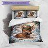 3PC Custom Name Winter Wonderland Scene Bedding Set Duvet Cover Closure Includes 1 Duvet Cover & 2 Pillowcases for Bedroom